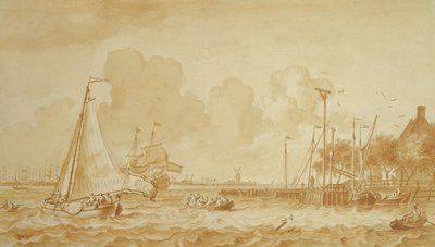 Op de Y, nabij Amsterdam, 1680 door Ludolf Backhuysen